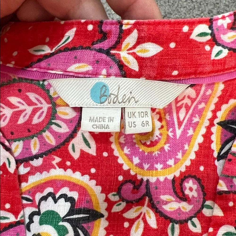 Boden Evangeline Linen Paisley Shift Dress size 6 - Picture 6 of 7